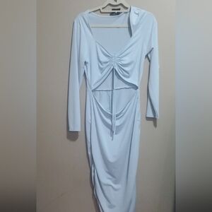 Elegant Light Blue Ruched Dress Size XS